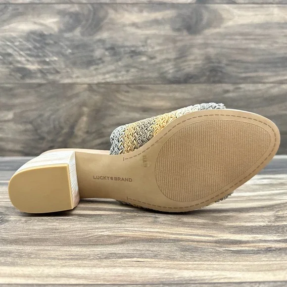NIB Lucky Brand Nanssi 8.5M Multicolor Woven Crochet Mule Block Heel Sandals - Picture 8 of 12